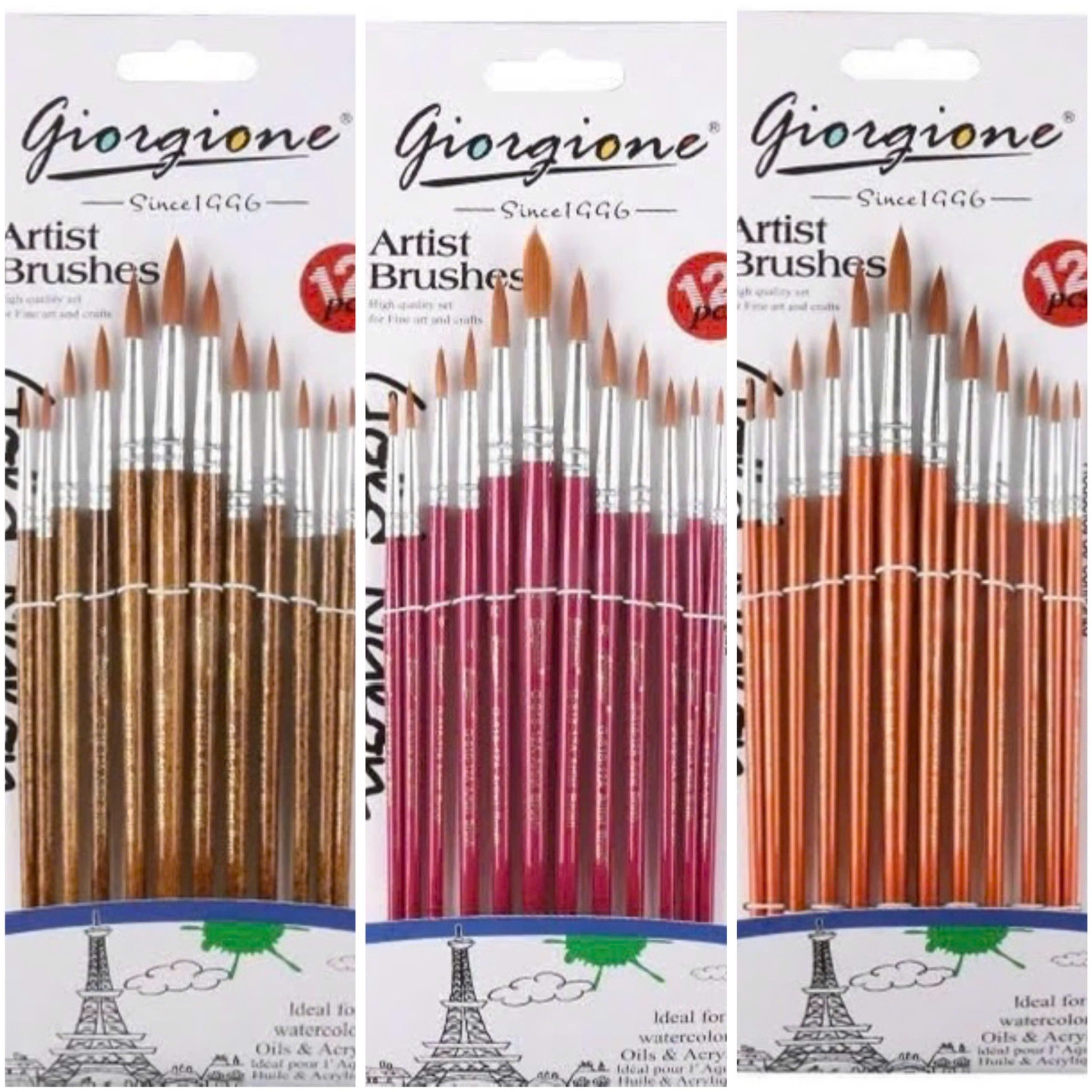 Cọ vẽ Artist Brushes tốt G-706-12 (vỉ 12 cây nhọn + dẹp)