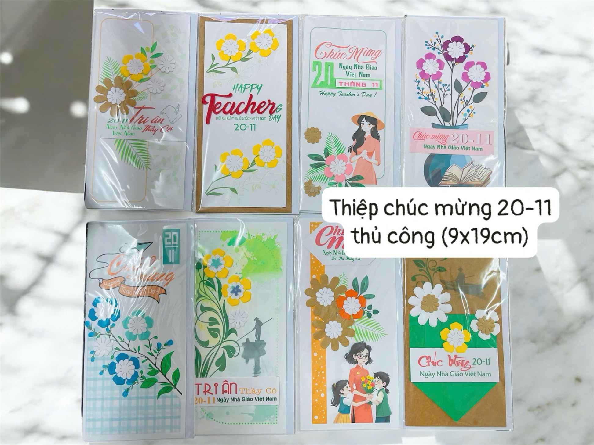 Thiệp chúc mừng 20-11 thủ công (9x19cm)