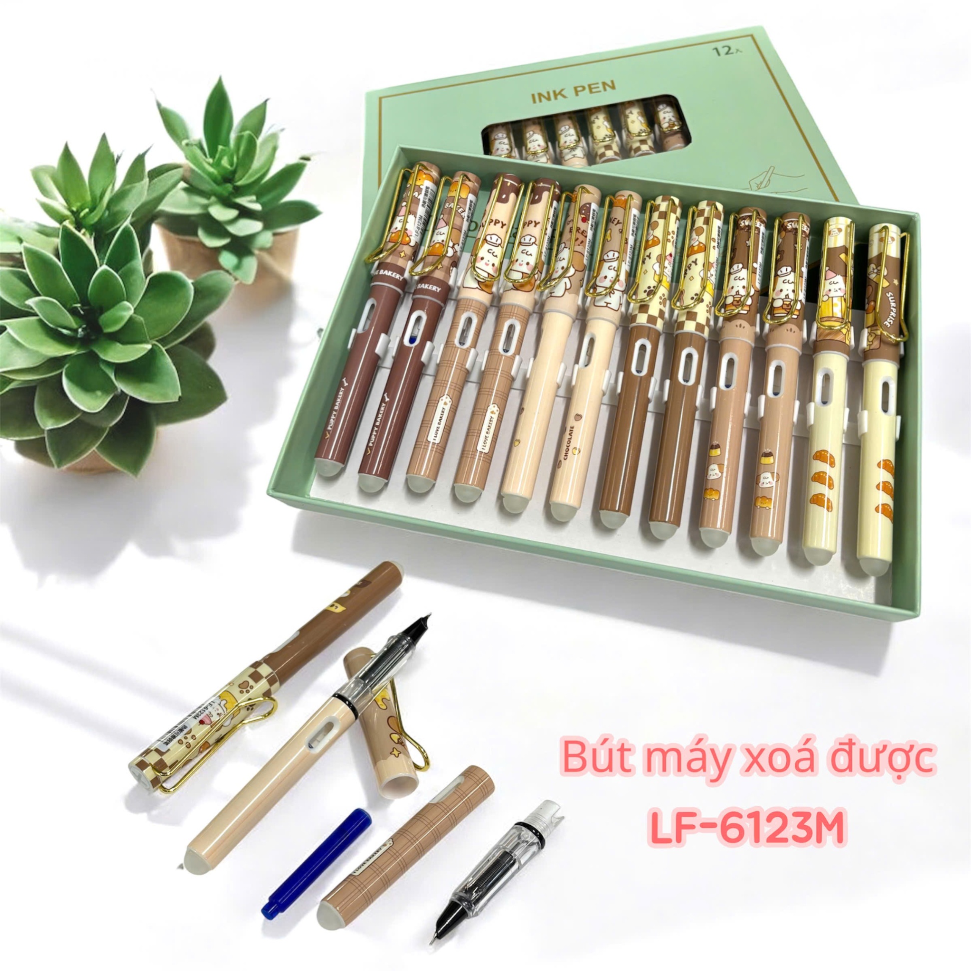 Bút máy xóa được Puppy LF-6123 kèm ống mực (Hộp 12)