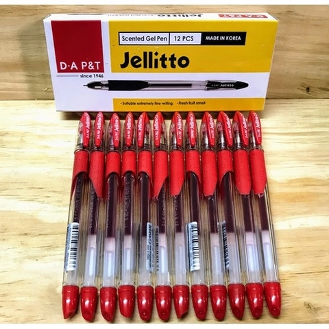 Bút Gel Jellitto D.A P&T 0.38mm - Đỏ (hộp 12) (HĐ 8%)