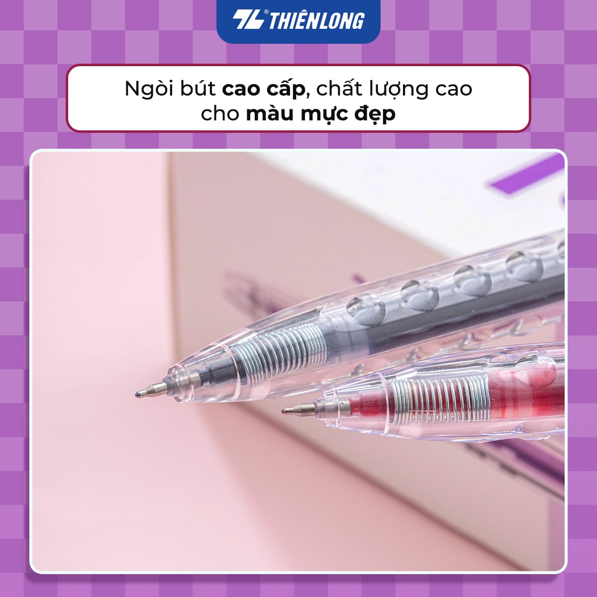 Bút gel-068 bấm 0.5 - Tím (Hộp 20)(HĐ 8%)