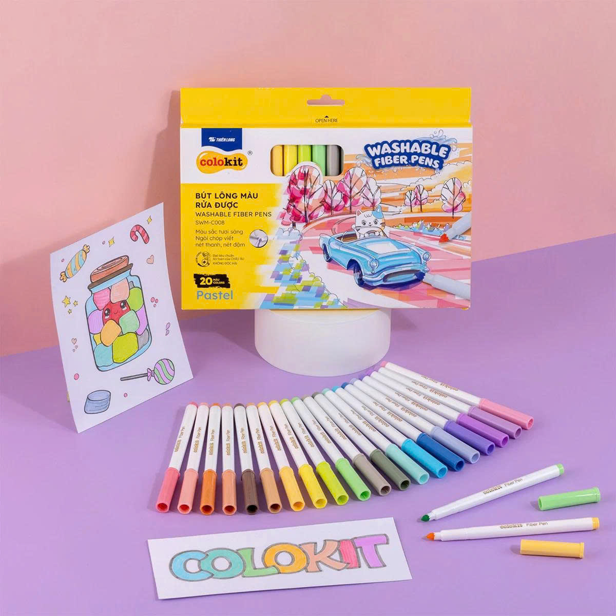 Bút lông màu Pastel rửa được SWM-C008 20 màu (HĐ 8%)