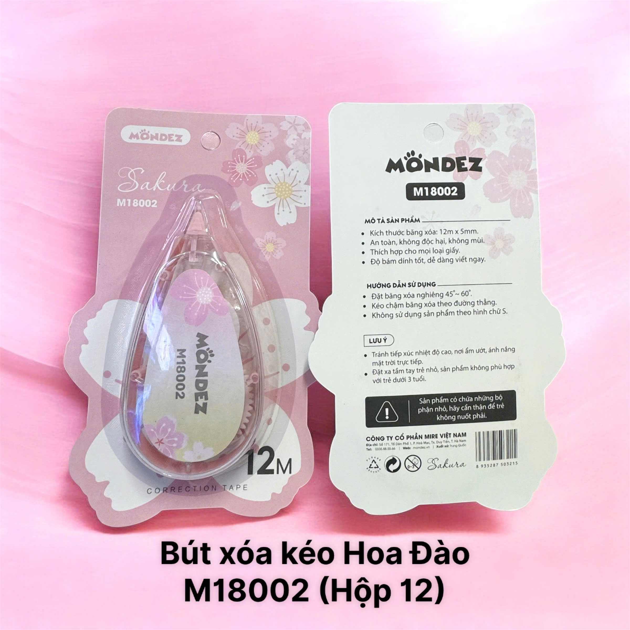 Bút xóa kéo Hoa đào M18002 (Hộp 12)(HĐ 8%)