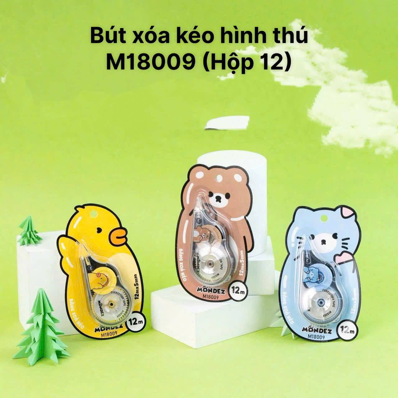 Bút xóa kéo hình thú M18009 (Hộp 12)(HĐ 8%)