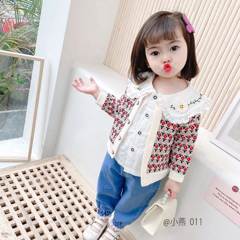 S011-S. 3CT Cardigan Hoa Đỏ