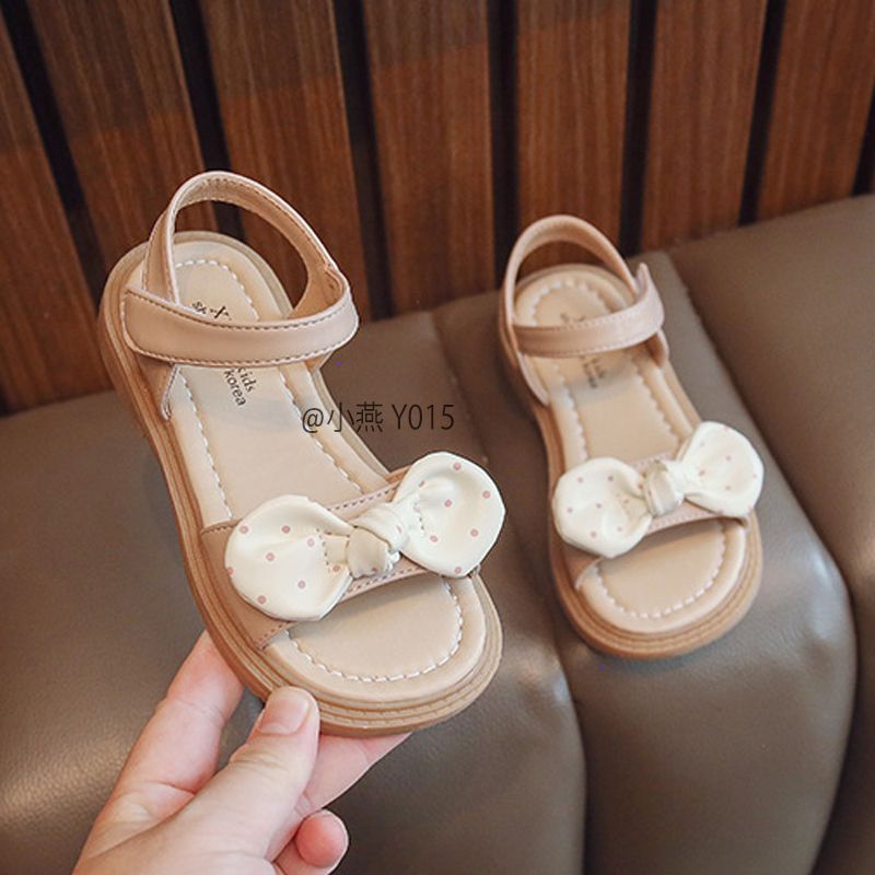 YG015-Sandal hồng nơ kem