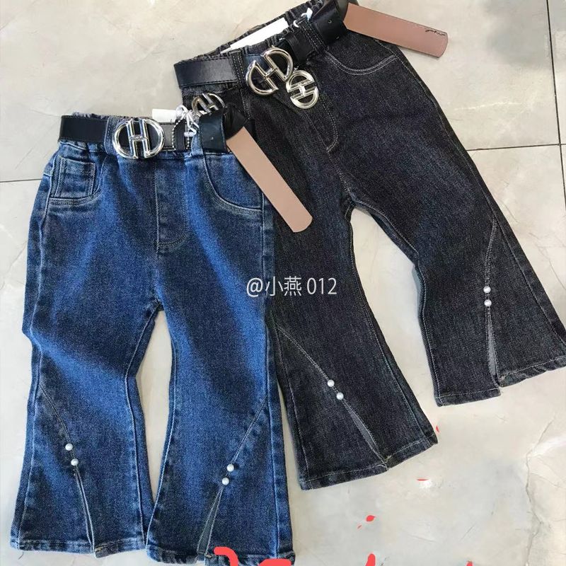 Q012-Q.jean loe xanh/đen kèm belt H