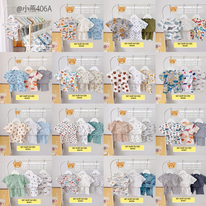 S406-S. 3 bộ cotton bé trai/gái