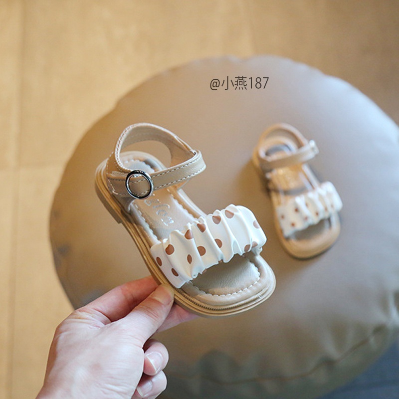 G187-Sandal hồng quai chấm bi