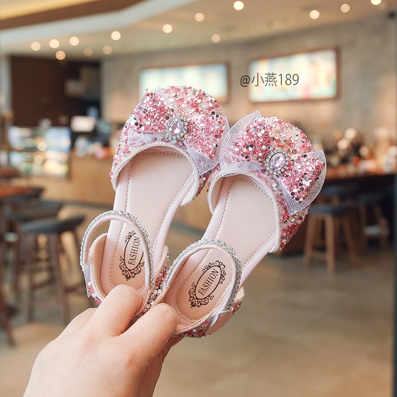 G189-Sandal nơ hồng đính đá