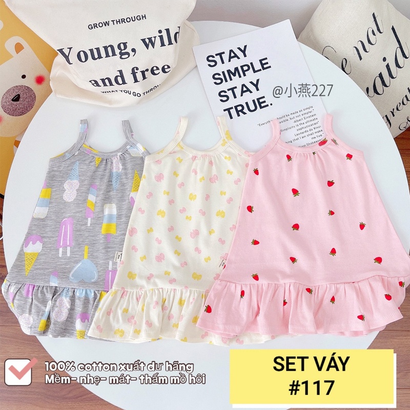 V227-Set 3 váy 2 dây màu ngẫu nhiên