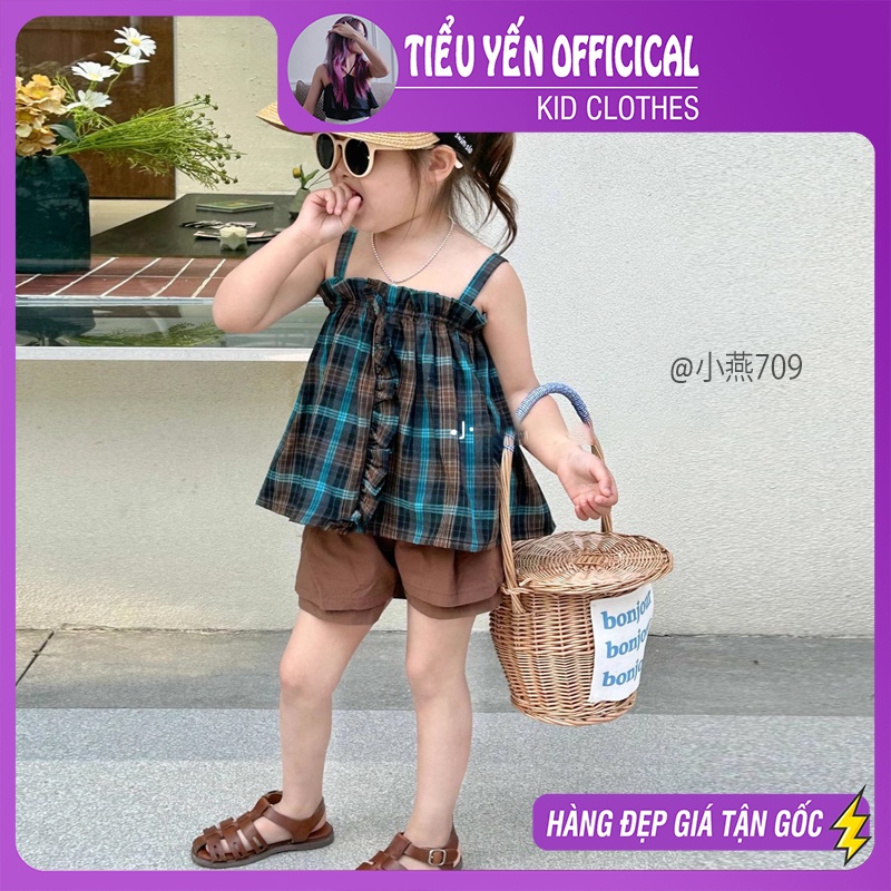 S709-S. 2 dây caro xanh mùa hè bé gái TIểu Yến KID