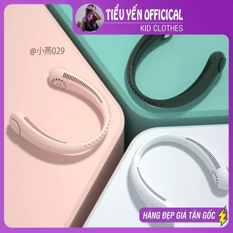 P029-Quạt tích điện đeo cổ người lớn trắng/hồng/xanh