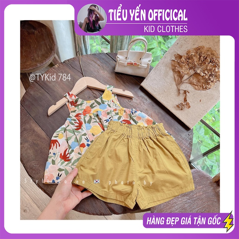 S784-Bộ quần áo hè bé gái họa tiết hoa vàng siêu xinh Tiểu Yến KID