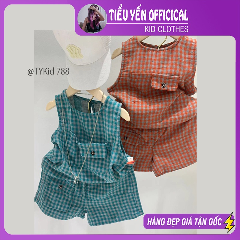 S788-Bộ 3 lỗ hè bé trai vải đũi siêu mát Tiểu Yến KID