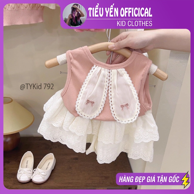 S792-Bộ áo váy hè bé gái tai thỏ siêu xinh Tiểu Yến KID