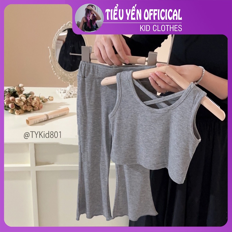 S801-Bộ quần áo hè bé gái quần ống loe hot trend Tiểu Yến KID