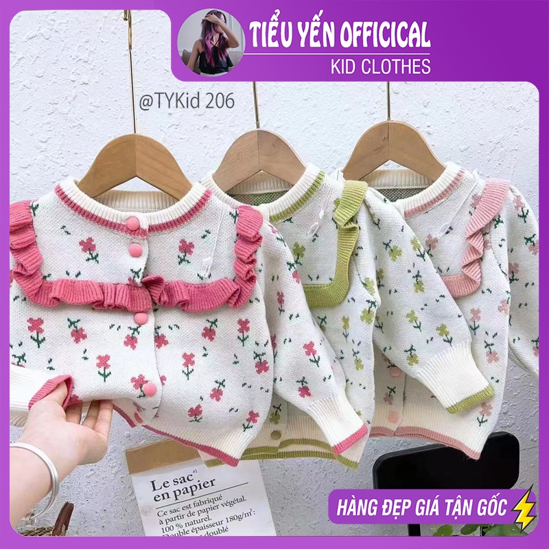 AK206-Áo khoác len bé gái hoa hồng style hàn quốc Tiểu Yến KID