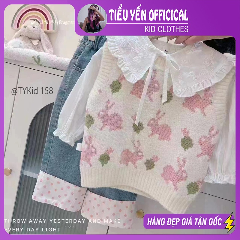 A158-Áo gile len bé gái thỏ hồng Tiểu Yến KID