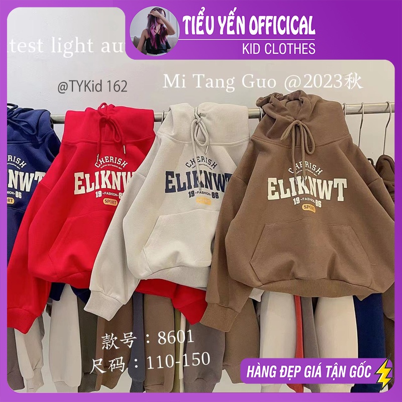 A162-Áo nỉ hoodie thu đông bé trai, gái mẫu mới 2023 Tiểu Yến KID