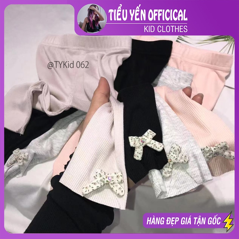 Q062-Quần legging bé gái 3 màu phối nơ Tiểu Yến KID