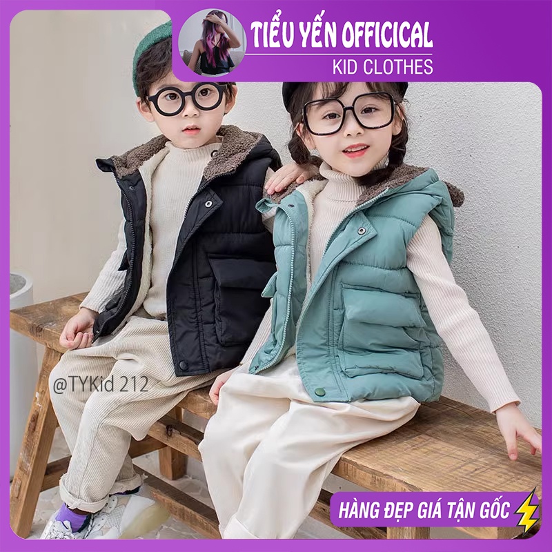 AK212-Áo khoác gile phao tai gấu lót lông 4 màu Tiểu Yến KID