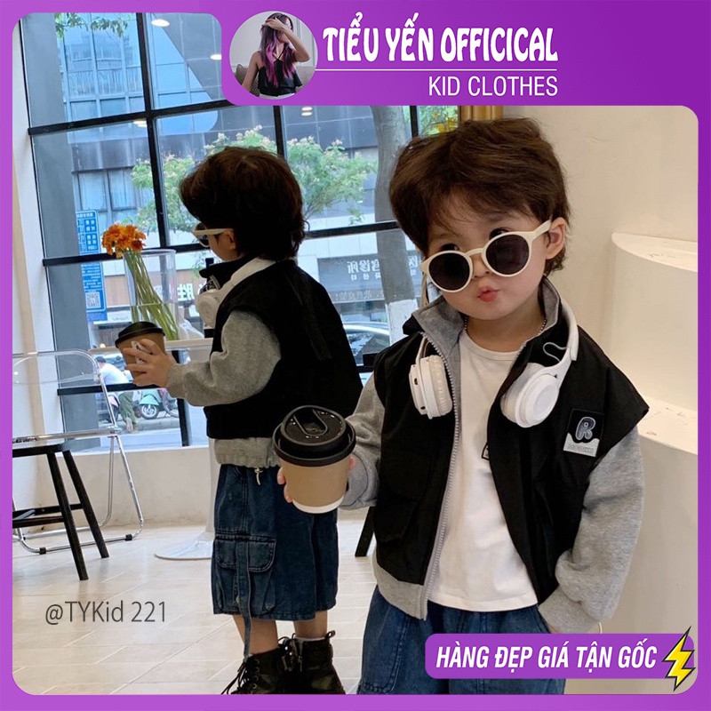 AK221-Áo khoác gió phối nỉ bé trai kiểu dáng hiphop cực chất Tiểu Yến KID