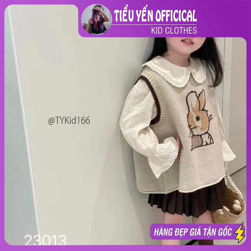 A166-Áo gile len bé gái họa tiết thỏ style hàn quốc Tiểu Yến KID