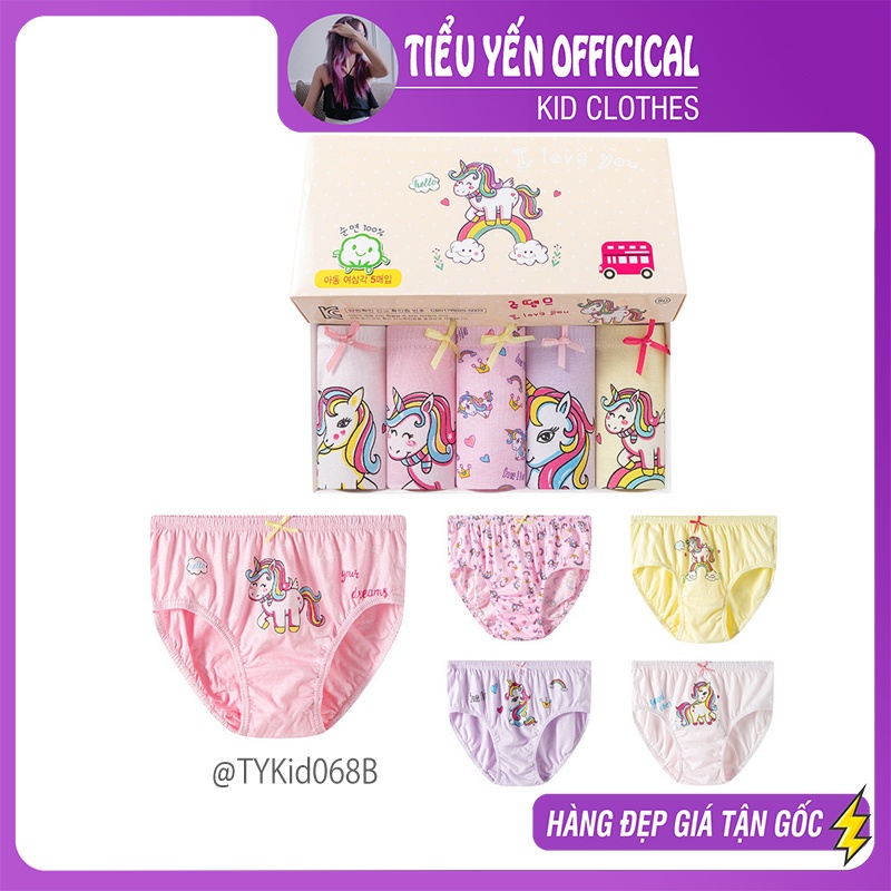 Q068-Set 5 quần chíp tam giác bé gái vải cotton mềm co giãn Tiểu Yến KID