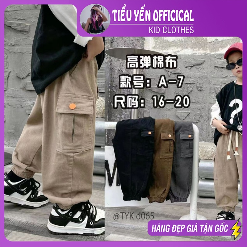 Q065-Quần kaki bé trai bo gấu màu mẫu mặc, mix đồ cực chất Tiểu Yến KID