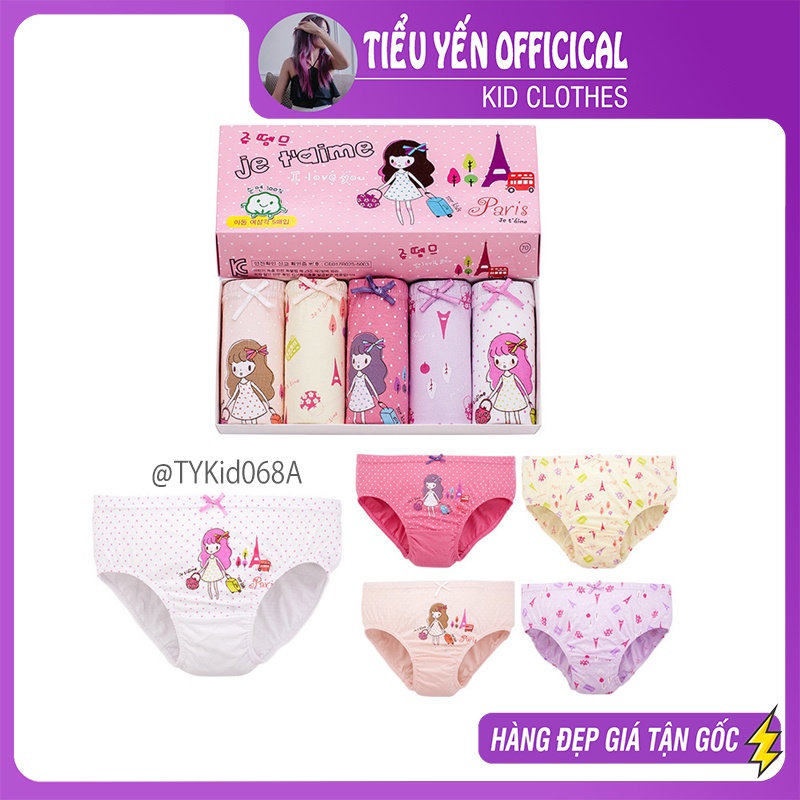 Q068-Set 5 quần chíp tam giác bé gái vải cotton mềm co giãn Tiểu Yến KID