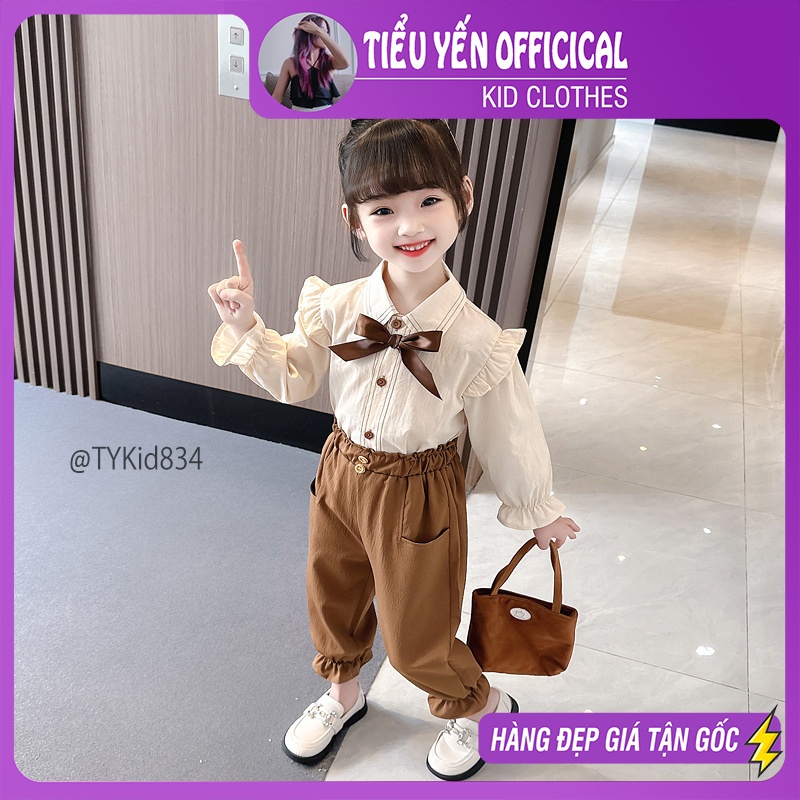 S834-Bộ quần áo sơ mi bé gái style Hàn quốc Tiểu Yến KID