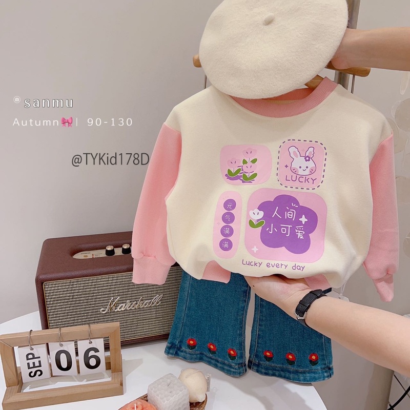 A178-Áo nỉ thu đông bé gái họa tiết hoạt hình dễ thương Tiểu Yến KID