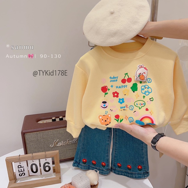 A178-Áo nỉ thu đông bé gái họa tiết hoạt hình dễ thương Tiểu Yến KID