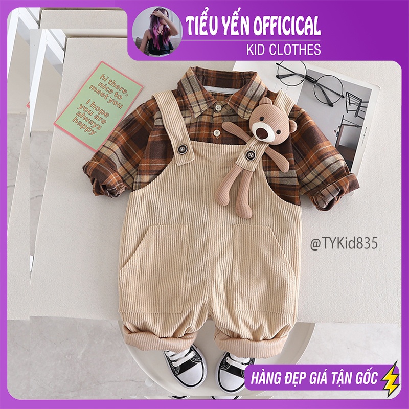 S835-Bộ yếm gấu thu đông bé trai Tiểu Yến KID