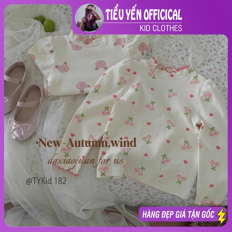 A182-Áo nỉ giữ nhiệt bé gái 2 màu họa tiết dễ thương Tiểu Yến KID