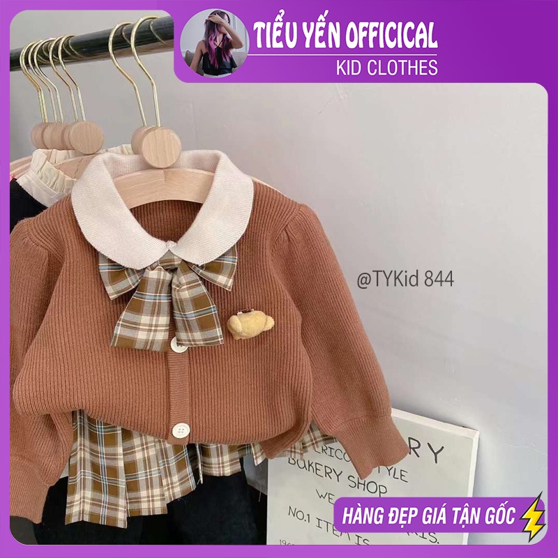 S844-Set len thu đông bé gái màu nâu style hàn quốc, chất đanh mịn Tiểu Yến KID