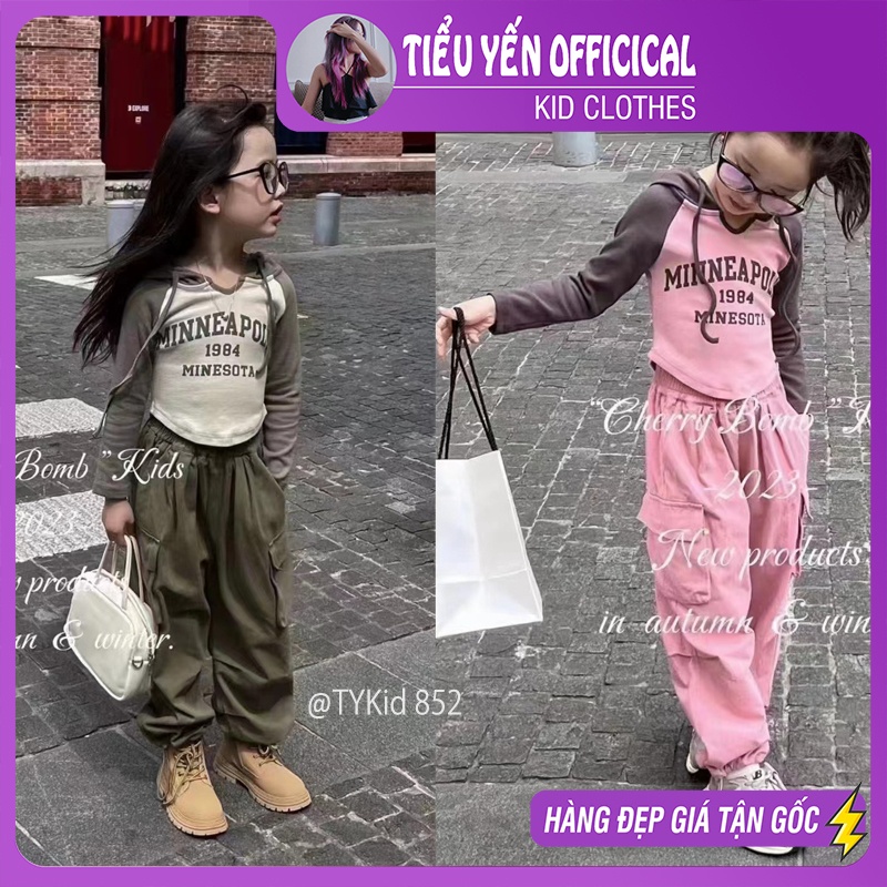 S852-Bộ hiphop thu đông bé gái quần túi hộp 2 màu cực chất Tiểu Yến KID