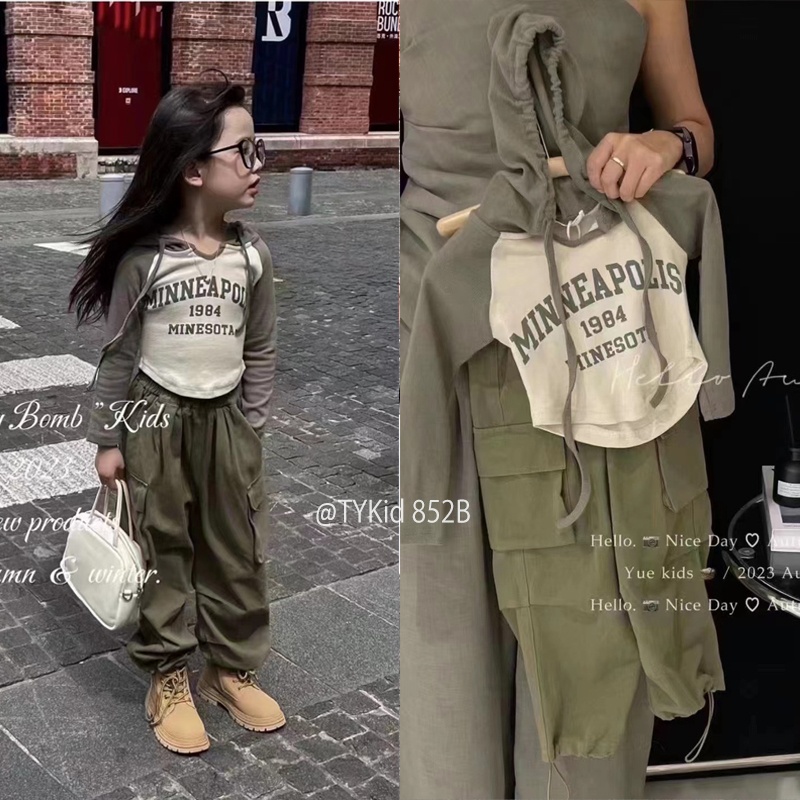 S852-Bộ hiphop thu đông bé gái quần túi hộp 2 màu cực chất Tiểu Yến KID