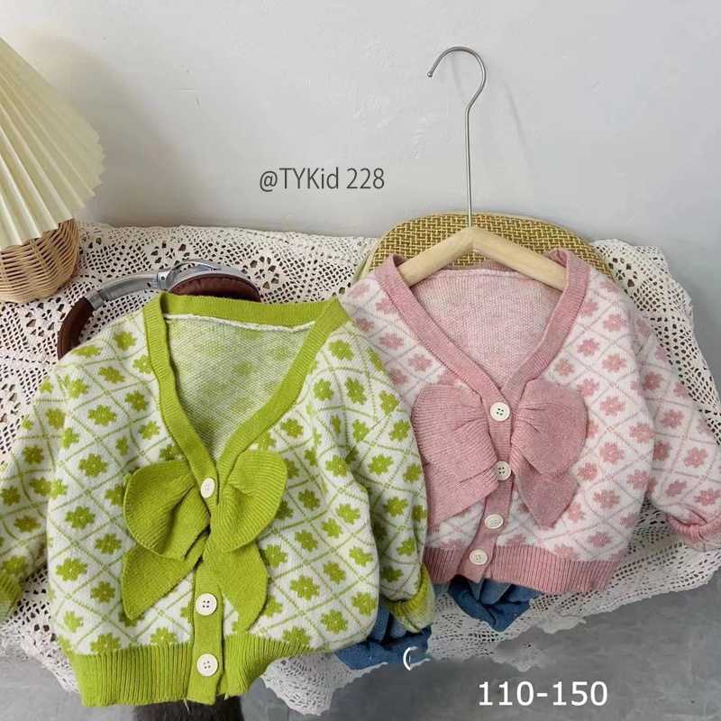 AK228-Áo khoác len, cardigan len bé gái màu hồng Tiểu Yến KID