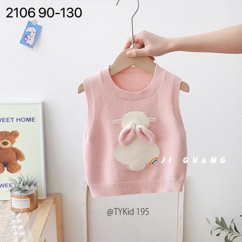 A195-Áo len bé gái, áo gile len thỏ hồng Tiểu Yến KID