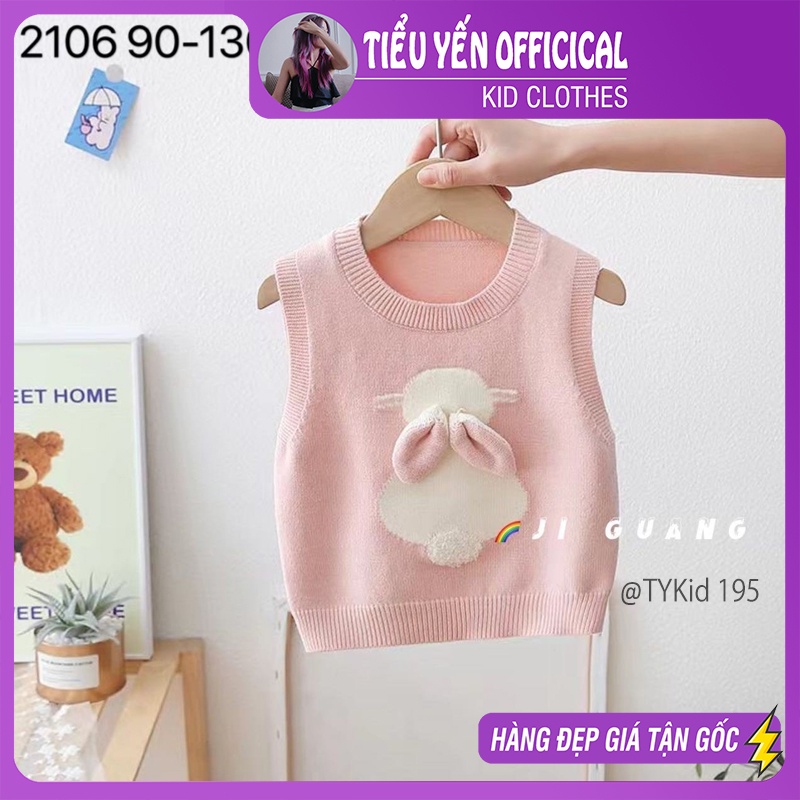 A195-Áo len bé gái, áo gile len thỏ hồng Tiểu Yến KID