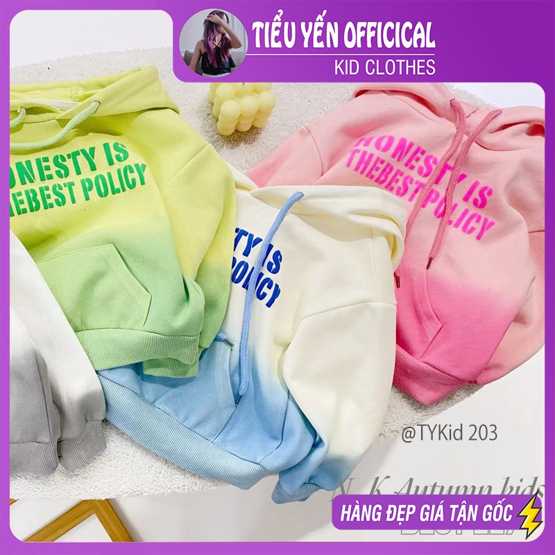 A203-Áo bé trai bé gái, áo nỉ hoodie bé trai bé gái màu loang hồng, xanh dương Tiểu Yến KID