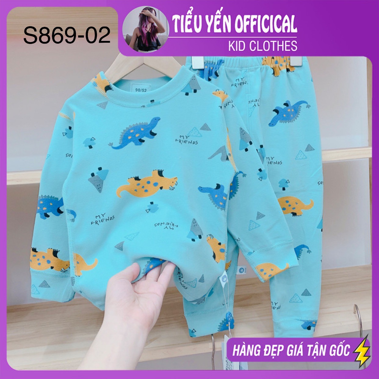 S869-Đồ bộ mặc nhà bé gái, bé trai, chất vải cotton xuất hàn loại 1 Tiểu Yến KID