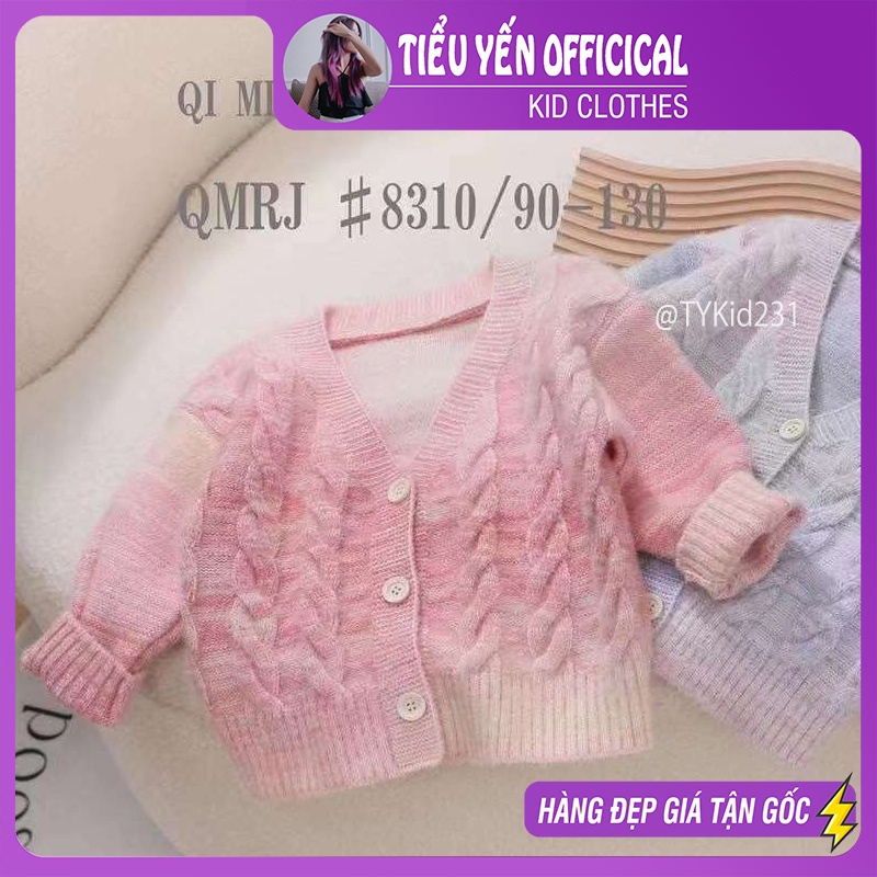 AK231-Áo khoác len bé gái màu hồng loang Tiểu Yến KID