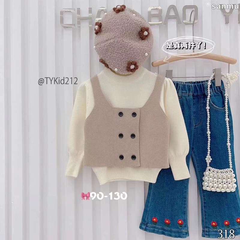 A212-Áo len bé gái, set 2 áo len kèm áo gile style hàn quốc Tiểu Yến KID