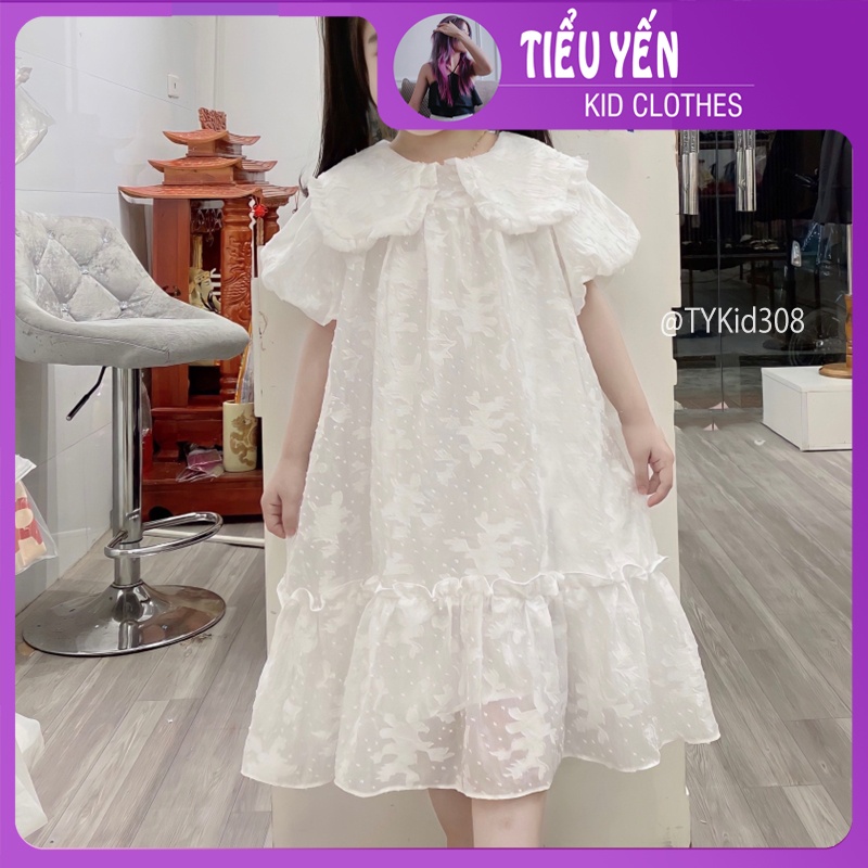 V308-Váy bé gái, váy ren trắng tiểu thư Tiểu Yến KID