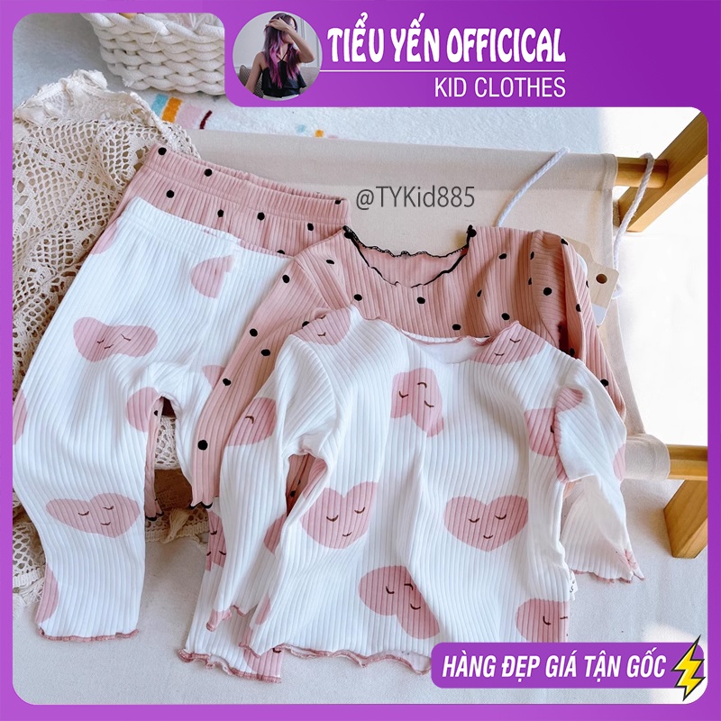 S885-Đồ bộ bé gái, bộ thun tăm 2 màu Tiểu Yến KID