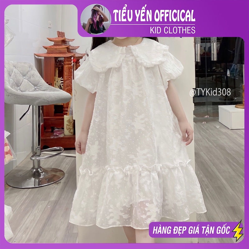 V308-Váy bé gái, váy ren trắng tiểu thư Tiểu Yến KID