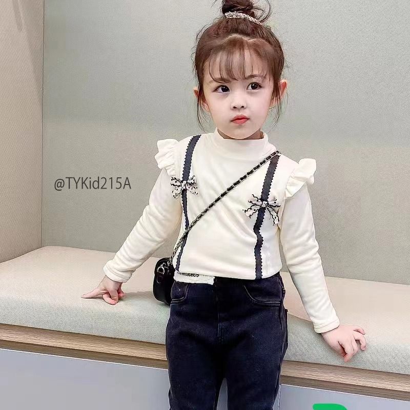 A215-Áo bé gái, áo nỉ giữ nhiệt tiểu thư 2 màu Tiểu Yến KID